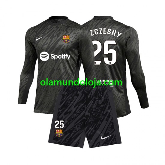 Camisola FC Barcelona Wojciech Szczesny 25 Guarda-redes Criança Equipamento Segundo 2024-2025 Manga Comprida